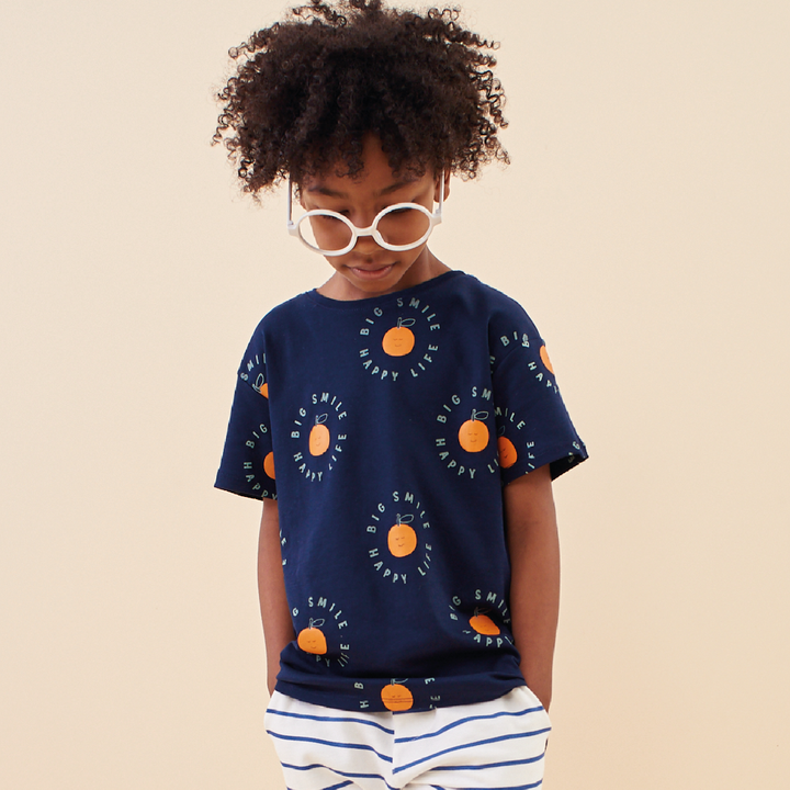 Camiseta Para Niño y Niña Smiley Orange| Tres Ovejas Colombia